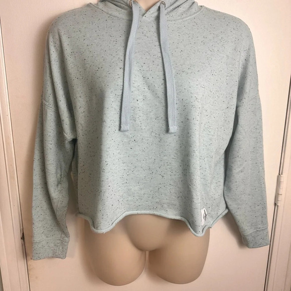 Calvin Klein Sweaters - Calvin Klein logo cropped fit light blue speckled hoodie casual & comfy XL #0810